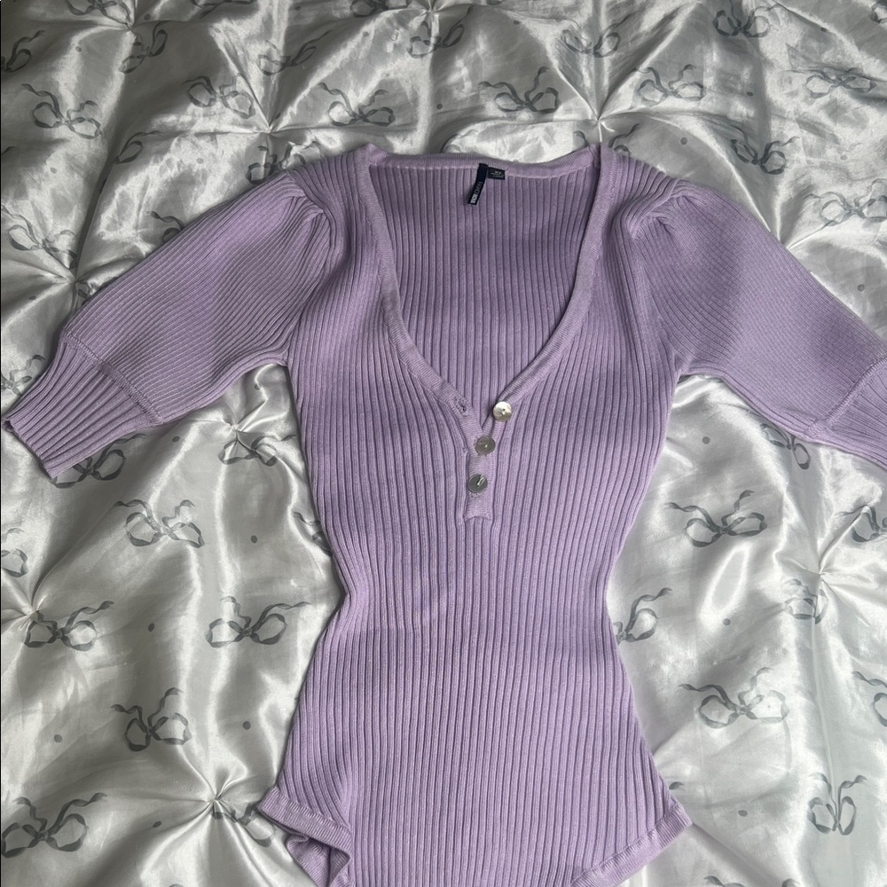 Fashion Nova Lilac Ribbed Bodysuit